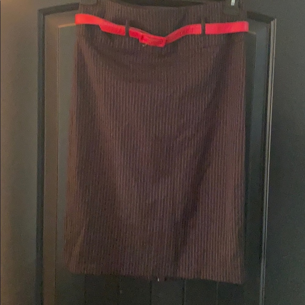 Red and black pinstripe skirt